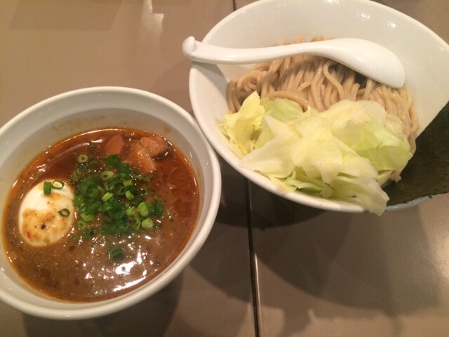 つけ麺 五ノ神製作所2015年4月のエビ味噌つけ麺+味付玉子